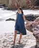 Summer Cotton Linen Solid Color Sleeveless Irregular Round Neck Long Dress