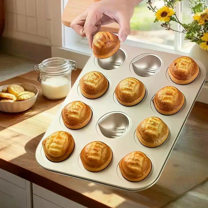 6/9 Cavity Chestnut Shaped Cake Baking Tray Mold Carbon Steel Kitchen Baking Tool Kitchen Accessories
