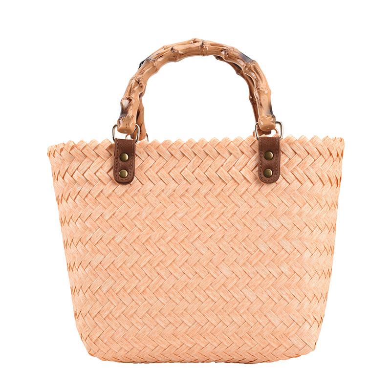 Women's Handmade Bamboo Shoulder Bag Large Wooden Beach Bag  Fashion