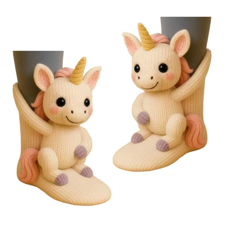 3D Knits Animal Socks,Plush Animals Hug Socks,Funny Novelties Winter Warm Hand Crocheted Socks Christmas Gifts Women