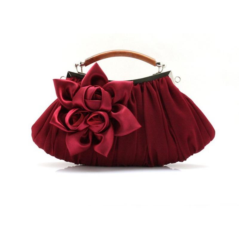 Princess Sweet Satin Flower Banquet Bag Tote Bag Bridal Bag Dress Bag Cheongsam Women's Bag Hand Bag