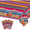 2 Pcs Plastic Table Cloth Disposable 54"×108" Mexican Fiesta Tablecloths Party Decorations Rectangle Table Cover for Holiday Party Birthday