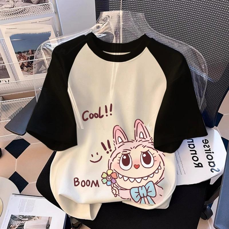 Kreslené Monstrum Elf Grafika Labubu Dětské Tištěné Tričko Léto Dámské Ležérní Venkovní Dívčí Trička s Krátkým Rukávem Top Oblečení