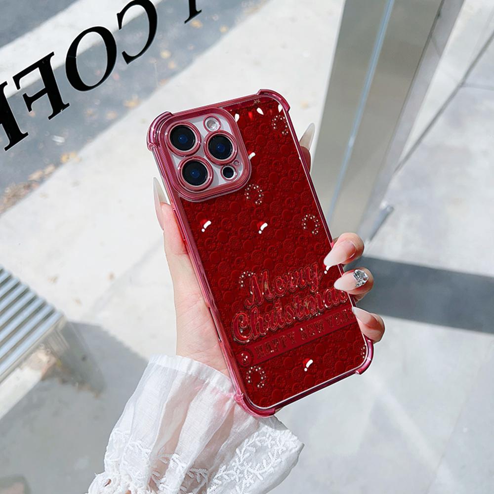 Ae114 Merry Christmas Christmas tree art Electroplated TPU Phone Cases for Samsung A54 A12 A14 S22 S23 S24 Ultra A55 A15 Four Corner Protection Cover