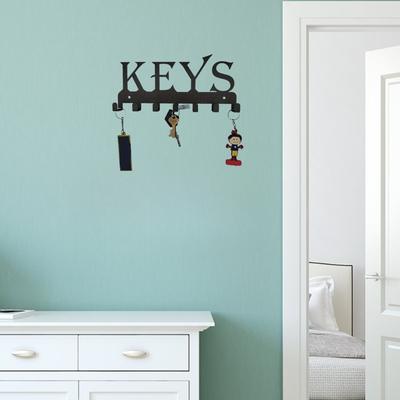 Black Metal Wall-Mounted Key Holder – 25x11x2.5 Cm, Stylish Key Hanger with Hooks, Towel & Coat Rack for Living Room Wall Decor