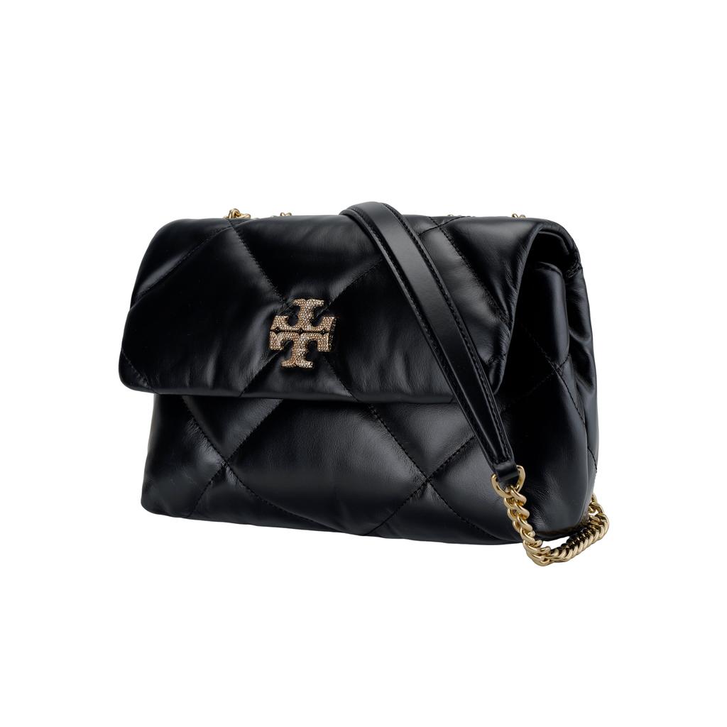 Tory Burch Kira Gold Metal Hardware Magnetic Closure Napa Leather Crossbody Shoulder Bag Small Women Bags Black 161287-001