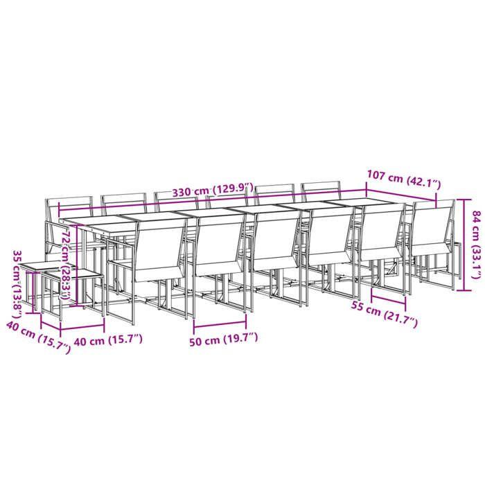 VidaXL Ensemble à manger de jardin 17 pcs noir textilène, ensemble à manger d'extérieur, meuble à manger de jardin, table et 3295132
