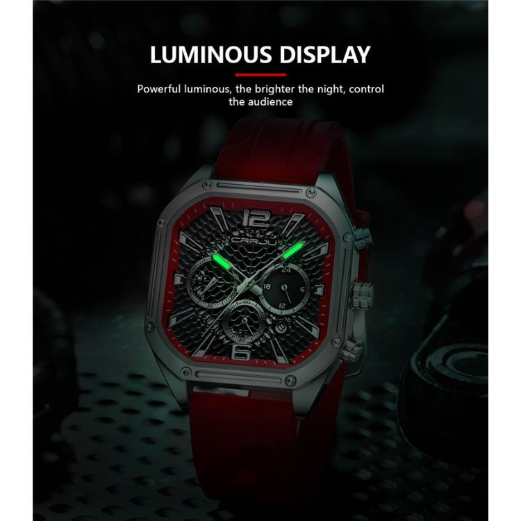 CRRJU New Watch 2311 Men's Watch Silicone Strap Six Pin Business Watch Casual Boys