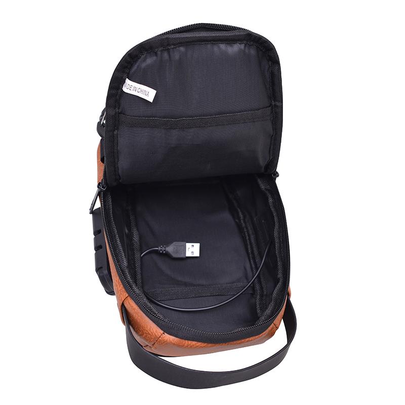 Men's Chest Bag Large Capacity Anti-theft Shoulder Bag USB Crossbody Bag
