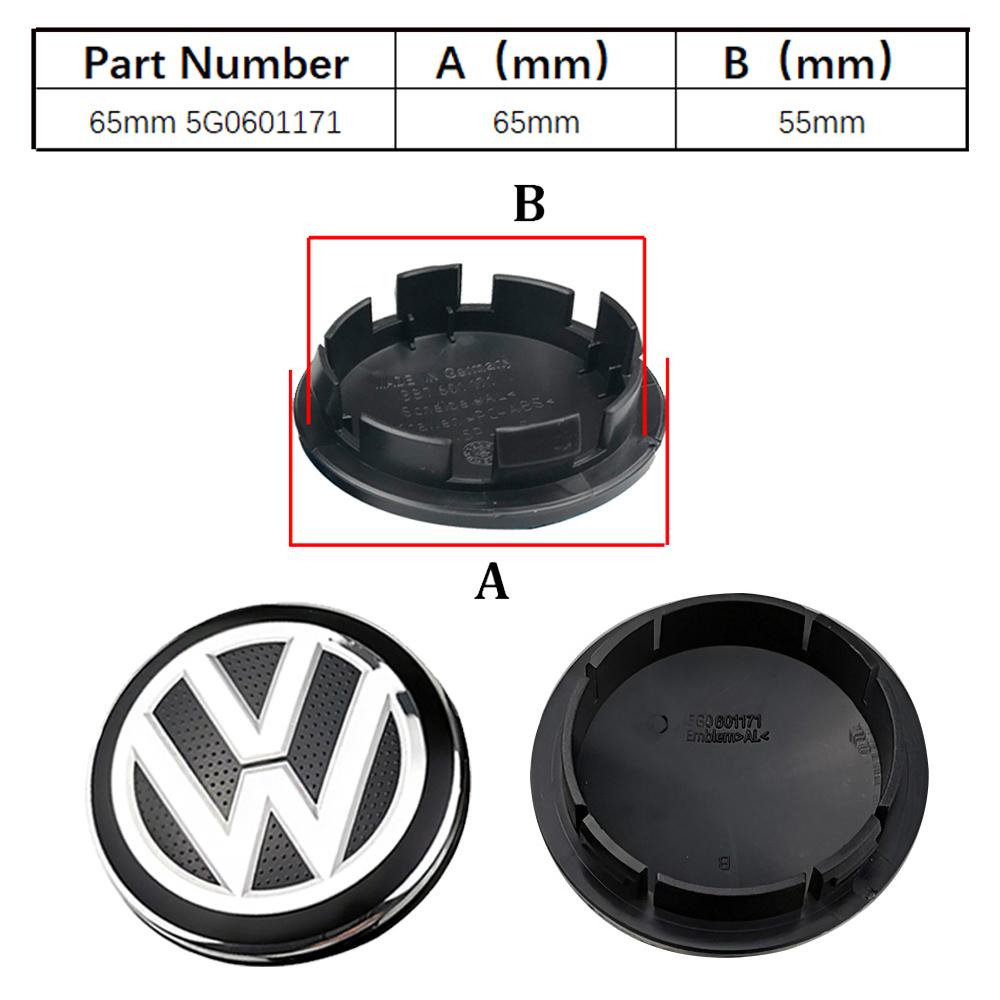 4 SZTUKI 55mm 65mm nakładka na środek felgi do modelarstwa samochodowego emblemat nakrętka piasty pasująca do VW Volkswagen Golf Sharan Passat Tiguan Akcesoria