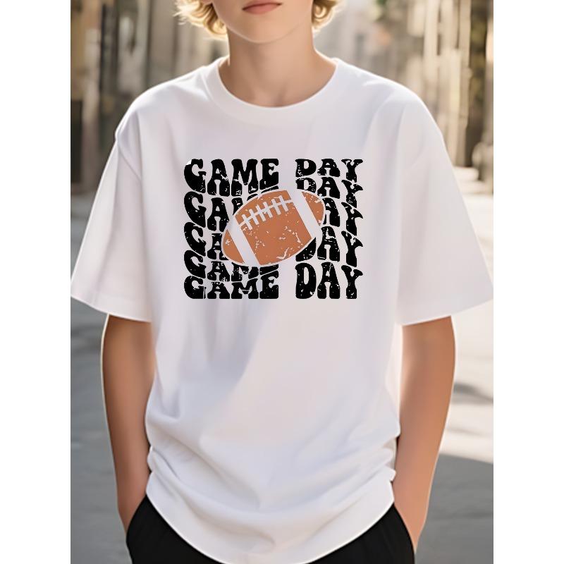 European sizes Boys' and Teenagers' T-Shirt, Fashionable "" Print Short Sleeve, Suitable for Indoor and Outdoor Casual Play and Sports, Summer Top