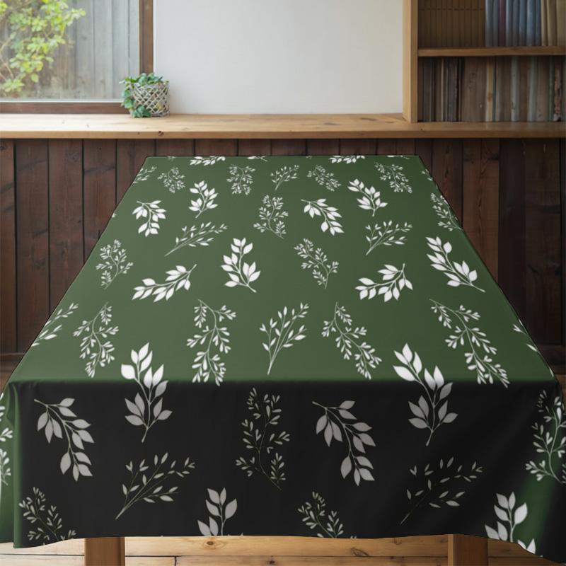 Modern Floral Tablecloth Green White Leaves Rectangular Dining Room Decor Home Decoration Kitchen Use Soft Fabric Non Slip Water