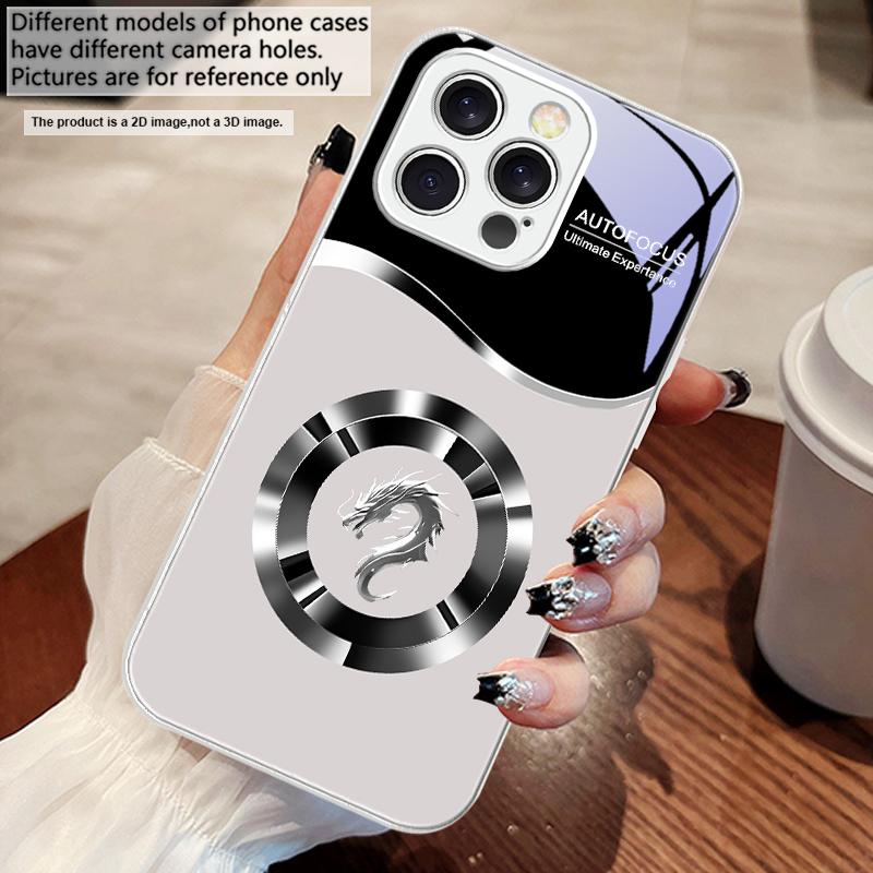 Circle New Dragon Head For iPhone 16 E 15 14 13 Plus 12 mini 11 Pro Max XR Xs Max 16E X 7 8 6 6S 2022 Tempered Glass Phone Case