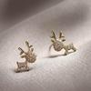 S925 Silver Needle Korean Minimalist Reindeer Stud Earrings - Cute, Sweet, and Versatile Christmas Accessory.