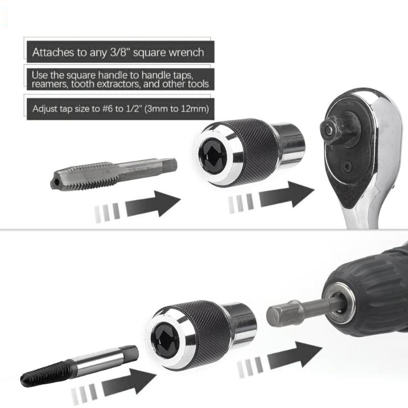 Heavy Duty High Strength 65mm Tap Wrench Spanner Socket 3/8 Drive Carbon Steel Ratcheting Mechanism Threading Accessory