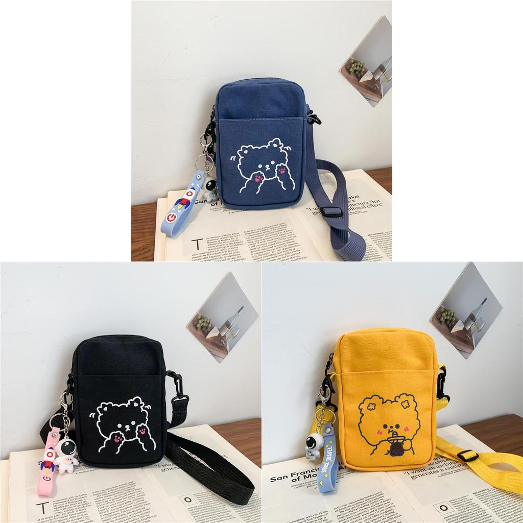 Summer Canvas Phone Bag With Contrast Print Small Purse For Casual Outings