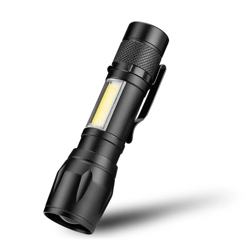 Zoom Flash Light Torch Lantern 3 Lighting Modes Camping Light Mini LED Flashlight With Clip Portable Rechargeable LED Flashlight