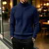 Men's Casual Turtleneck Sweater Color Vertical Stripe Long Sleeve Pullover