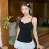 Vacation chick~ white bow sling vest women's summer lace slim fit stacked inside small top