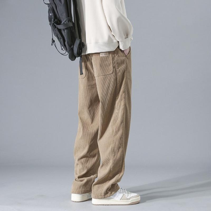 Men's Corduroy Pants: Loose Straight Wide-Leg Sweatpants for Spring & Autumn, Winter Sports Casual Long Trousers