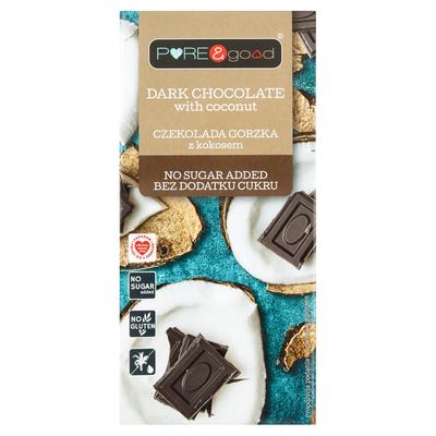 CHOCOLAT NOIR À LA NOIX DE COCO, SANS SUCRE AJOUTÉ, SANS GLUTEN 75 g - PURE&GOOD