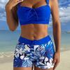 Bikini de Dos Piezas con Estampado de Bloques de Color de Moda con Cordón en el Pecho y la Cintura Moda Para Vacaciones