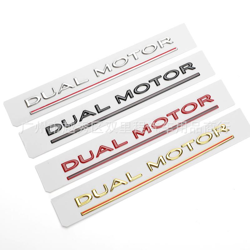 For Tesla Model 3 Y S X DUAL MOTOR Emblem 3D SPACX emblem Accessories Underlined Letters Logo Performance Badge Trunk Sticker