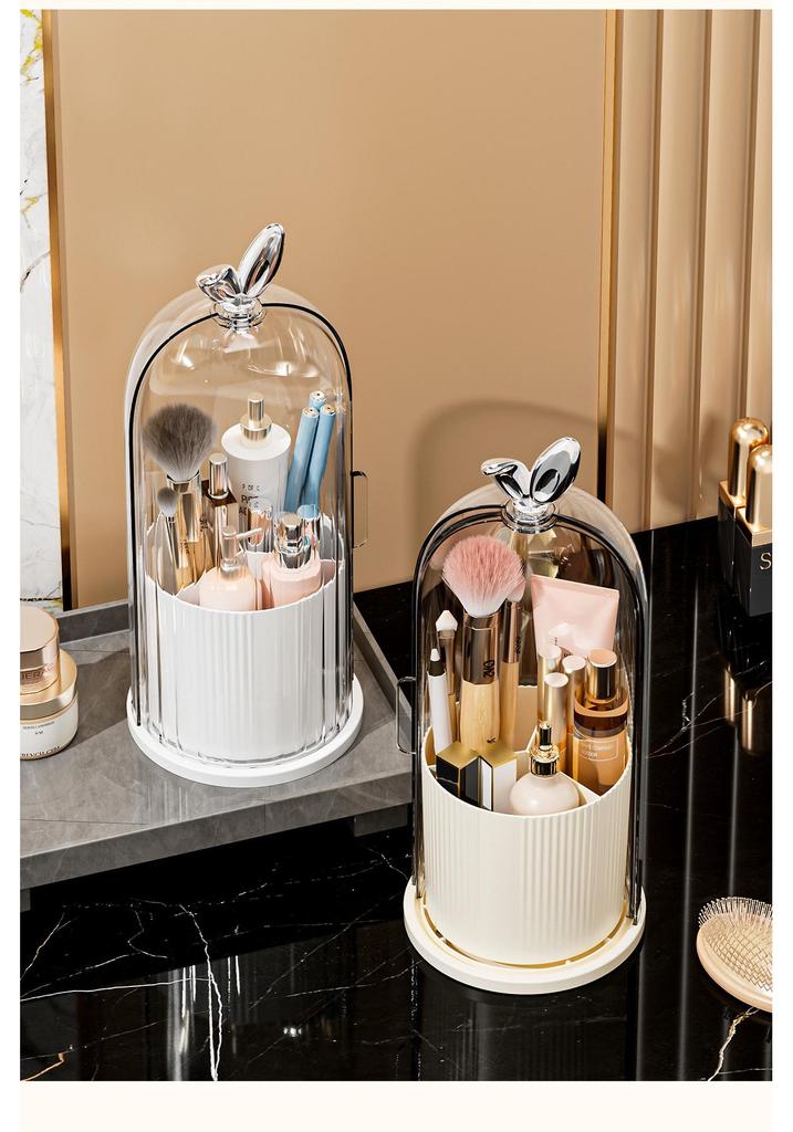 Desktop Rotating Makeup Brush & Cosmetic Storage Organizer