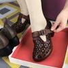 Spring and Autumn Retro Small Leather Shoes Platform Sandals Casual Sandals 2025 Summer New Hollow Middle-aged and Elderly Hole Women's Shoes