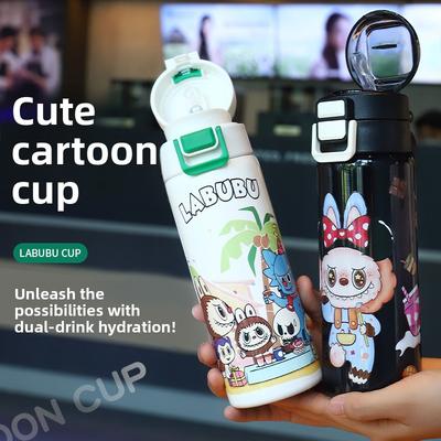Cartoon Double Drinking Cup 316 Stainless Steel Thermos Cup Water Cup Bouncing Cover Straw Cup