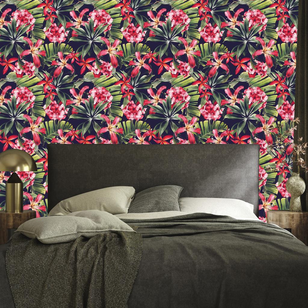 Exotic flowers and leaves wallpaper for living room and bedroom 50x1000