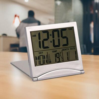 1 Pc Digital Alarm Clock Temperature LCD Desk Plate Calendar Travel Snooze Clock-67g
