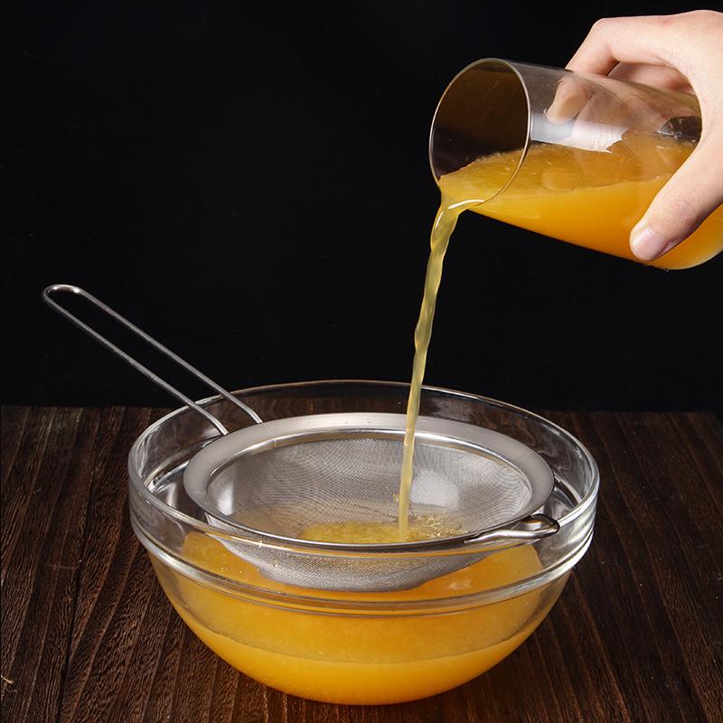 304 Stainless Steel Flour Sieve & Oil Strainer with Handle - Fine 60 Mesh Skimmer and Thickened Wide Edge Ladle