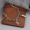BFCLUB Silver Hiphop Thick Heart Bracelet for Women Men Vintage Handmade Hasp Bracelet Birthday Gift