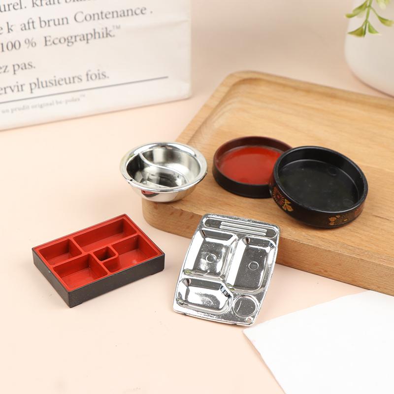 3Pcs Miniature Dollhouse Dinner Plates Mini Sushi Plate Food Dishes Tableware Kitchen Accessories For Doll House Decor Pretend