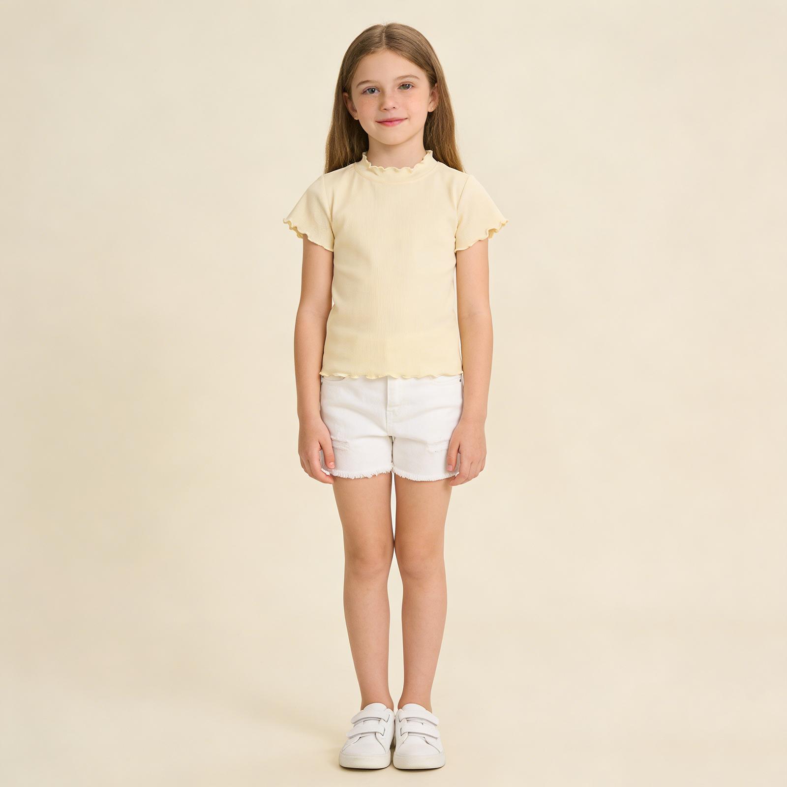Children s Fashionable And Casual Lace Short-sleeved Shirt 140 бежевый