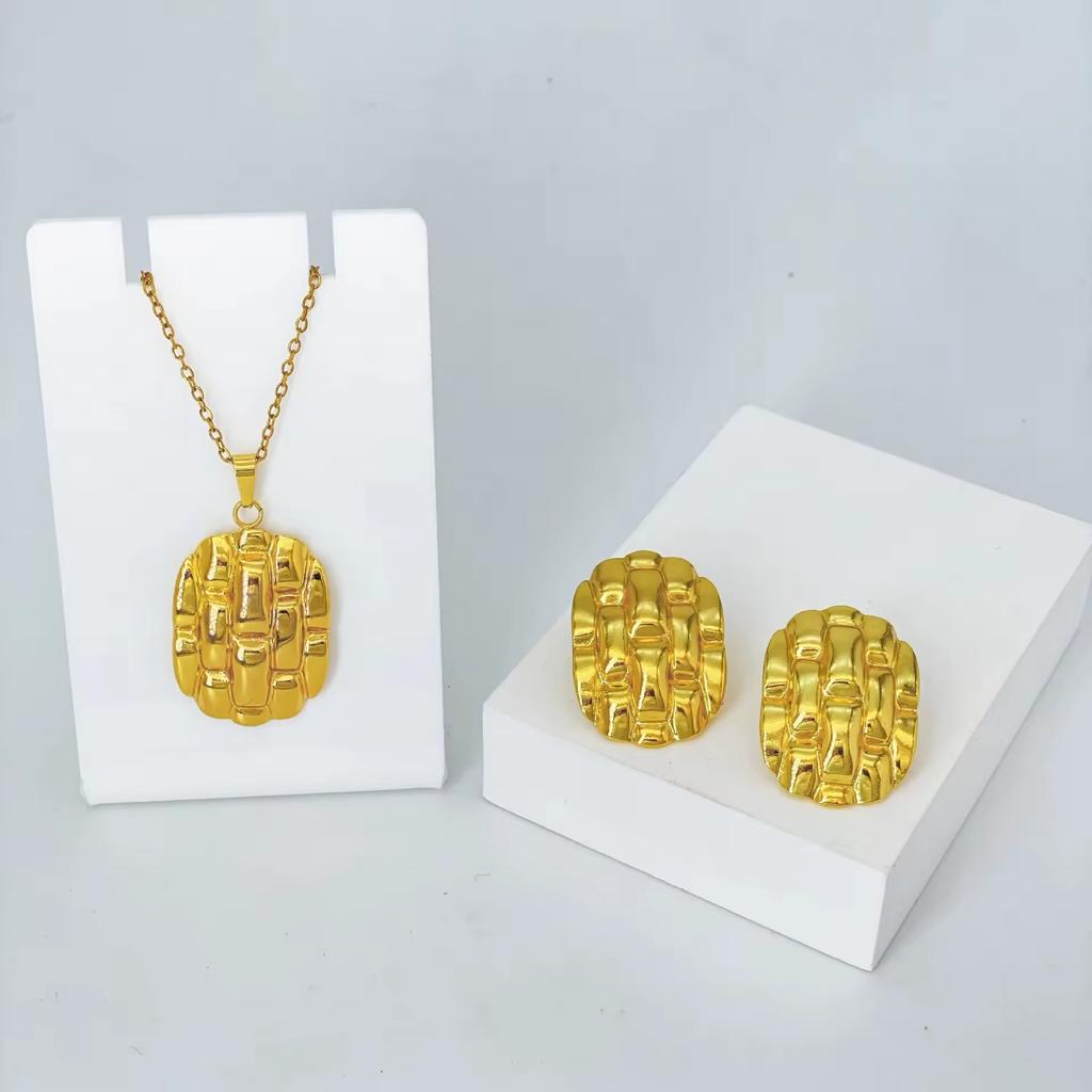 Vacation Stainless Steel Ocean Element Shell Heart Bow Flower Earrings Necklace Women's Beach Jewelry Set