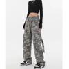 American Retro Tooling Camouflage Washed Trousers Loose Wide Leg Straight All-match Sports Casual Pants Women's Fashion Trousers