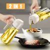 2in1 Olive Oil Sprayer 500ml Refillable Plastic Bottle for Cooking BBQ Baking Healthy Kitchen Tools with Adjustable Nozzle