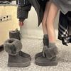 Yueyu burst thick-soled gray snow boots women's 2025 winter new long tube velvet thickened warm high boots cotton shoes