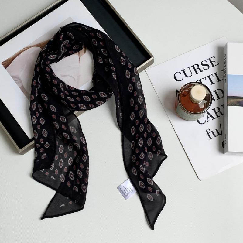 Silk scarf long strip high sense attack new Spice Girl spring and summer multi-purpose decorative small scarf headscarf headband belt belt