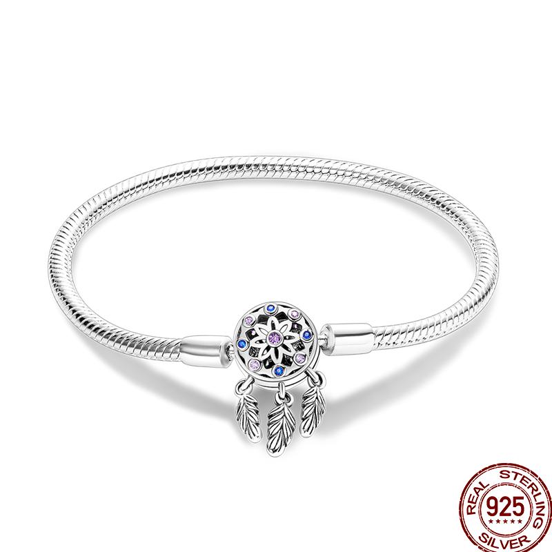 100% Silver Bracelet Fit Original Design Beads Charms DIY Jewelry Making Dazzling CZ Chain Bracelet For Women