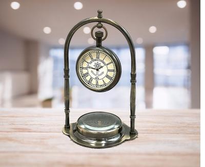 Table Clock, Antique Desk Watch Compass, Custom Gift Desktop Clock, Gift for Husband, Boyfriend Gift, Gift for Boss