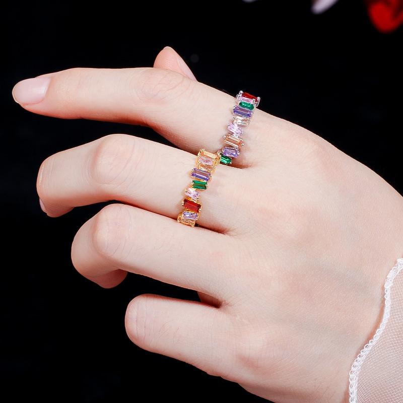 J0107 Rainbow Series Colorful Ladder Square Zir*****Pen Ring