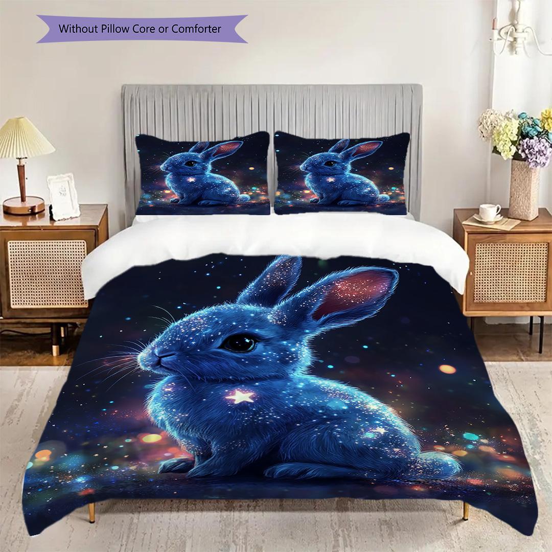 

Rabbit Pattern Bedding Quilt Set Quilt Cover Pillowcase Home Decoration Birthday Gift (1 * duvet cover + 2 * pillowcase, without core) 135x200cm
