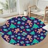 Gingerbread Man Round Office Rug Perfect for Decorate Room Entryway Playrooms Foyer Anti-slip Round Rug Office Home Decor