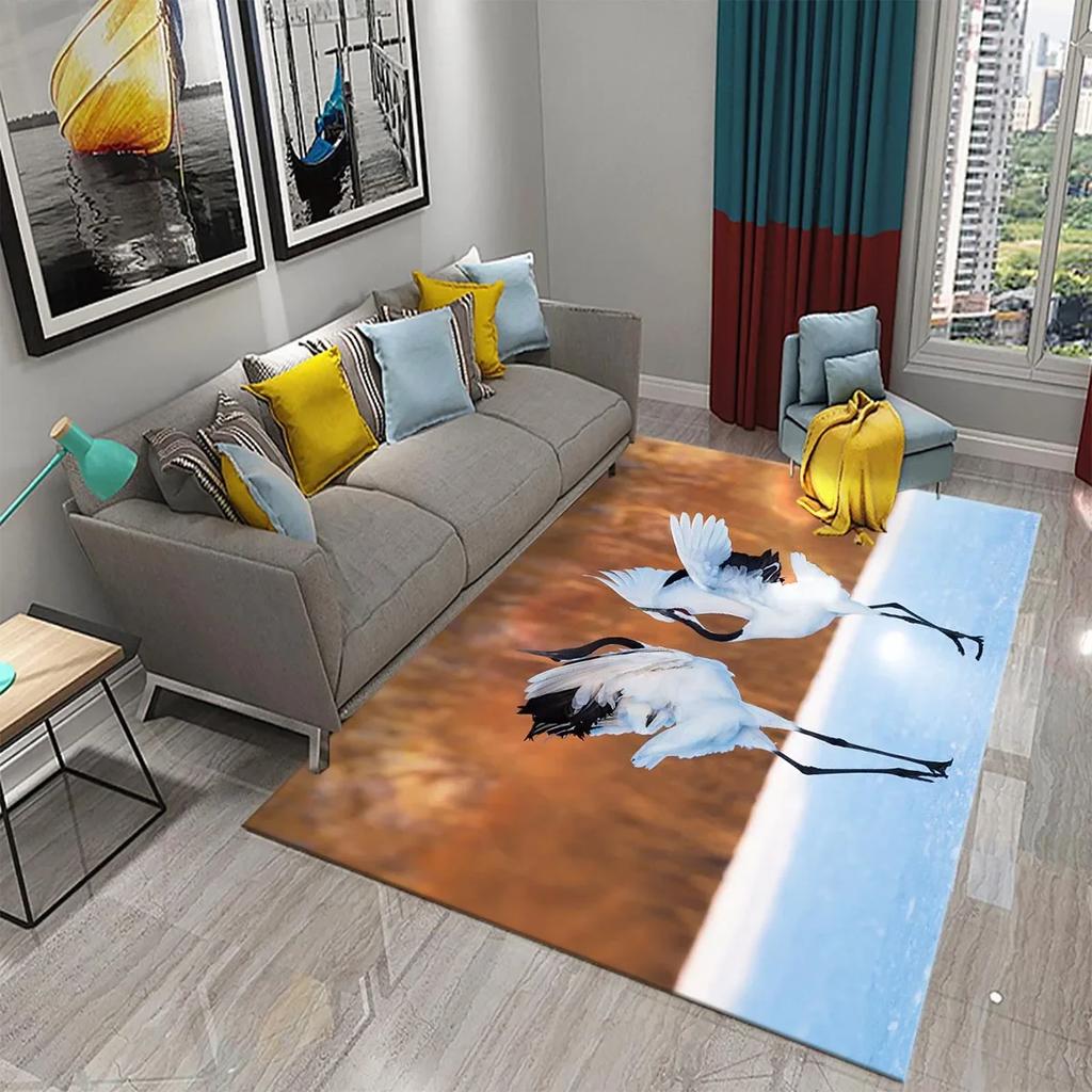 Lovely Red-Crowned Crane Carpet for Kitchen Bathroom Door Entrance Non-Skid Area Rug Living Dining Room Bedroom Decor Floor Rugs