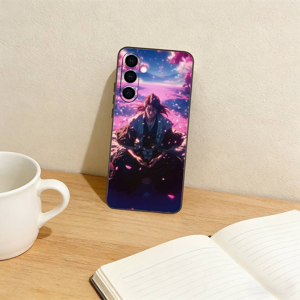 B-Bleach Anime K-Kuchiki Byakuya Colorful Phone Case For Samsung Galaxy A73,A72,A71,A70,A53,A52,A51,Others Soft Black Cover