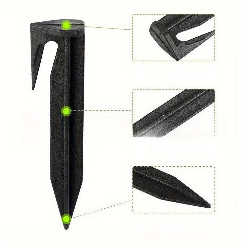 50Pcs Black Plastic Wire Ground Spikes Lawn Mower Lawn Cable Signal Line Spikes for Outdoor Garden Boundary Line Marking Grassland Camping Tent