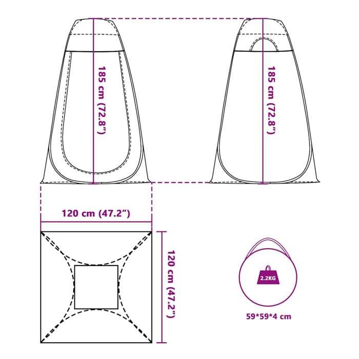 VidaXL Pop-up Waterproof Grey and Orange Privacy Tent, Tent, Garden Tent, Outdoor Shelter, Camping Tent, 4004136